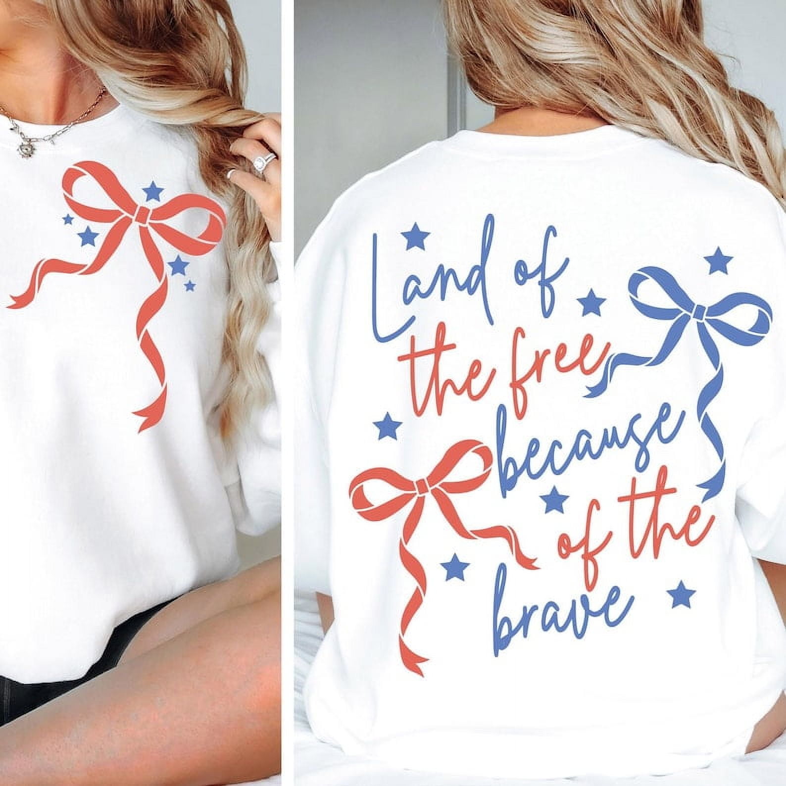 Land of the Free Because of the Brave Shirt, Coquette Memorial Day Tee ...