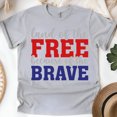 thumbnail image 1 of Land of the Free Because of the Brave T-Shirt, Patriotic Graphic Tee, Sport Grey, Size 3XL, 1 of 6
