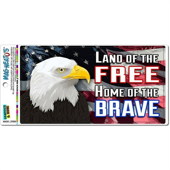 Land of the Free Home of the Brave America USA United States Eagle Flag Patriotic Automotive Car Refrigerator Locker Vinyl Magnet