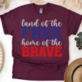 thumbnail image 1 of Land of the Free Home of the Brave T-Shirt, Patriotic USA Quote Tee, Maroon, Size 4XL, 1 of 6