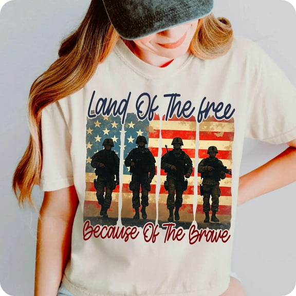 Land of the Free Shirt, Retro Patriotic 4th of July Tee, Veterans Day Memorial Shirt, USA Flag Patriotic Shirt