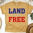 thumbnail image 1 of Land of the Free T-Shirt, Patriotic Red White Blue Graphic Tee, Gold, Size M, 1 of 6
