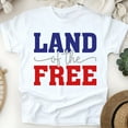 thumbnail image 1 of Land of the Free T-Shirt, Patriotic Red White Blue Graphic Tee, White, Size S, 1 of 6