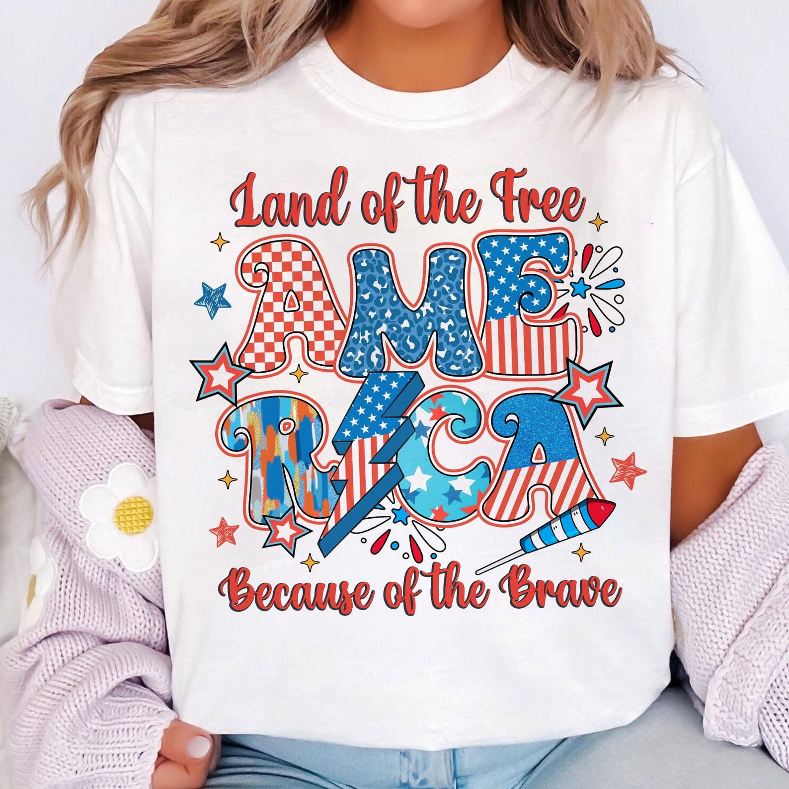 Land of the Free T-Shirt, Preppy 4th of July Tee, America Checkered ...