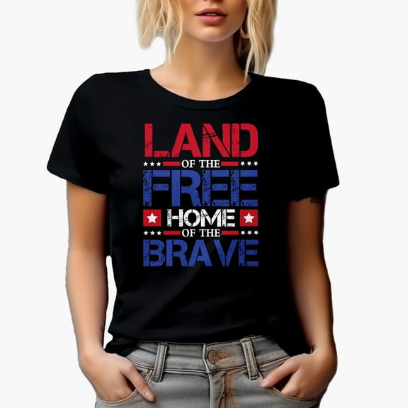Land of the Free and Home of the Brave, Black T-Shirt, Small