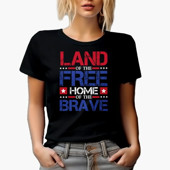 Land of the Free and Home of the Brave, Black T-Shirt, Small
