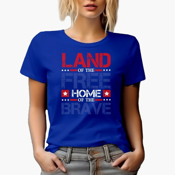 Land of the Free and Home of the Brave, Royal Blue T-Shirt, Large