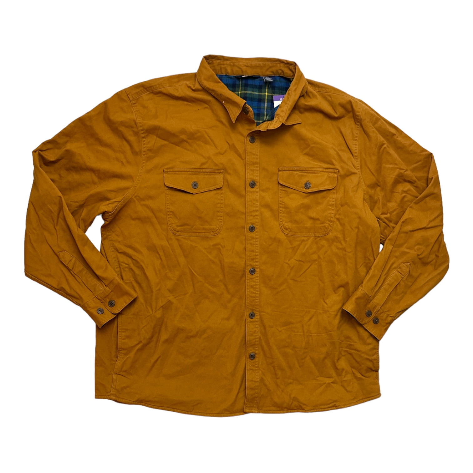 Land's End Men's Flannel Lined Long Sleeve Work Shirt Jacket (Golden Pecan,  M)
