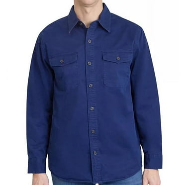 Land's End Men's Flannel Lined Shirt Jacket (Deep Sea Navy, Small)