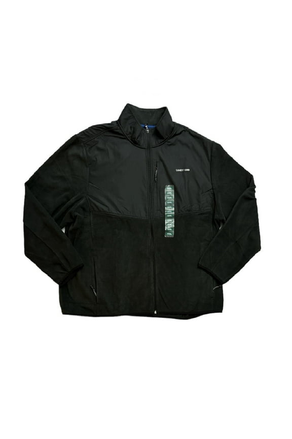 Land's End Men's Full-Zip T200 Midweight Fleece Jacket (Black, L)