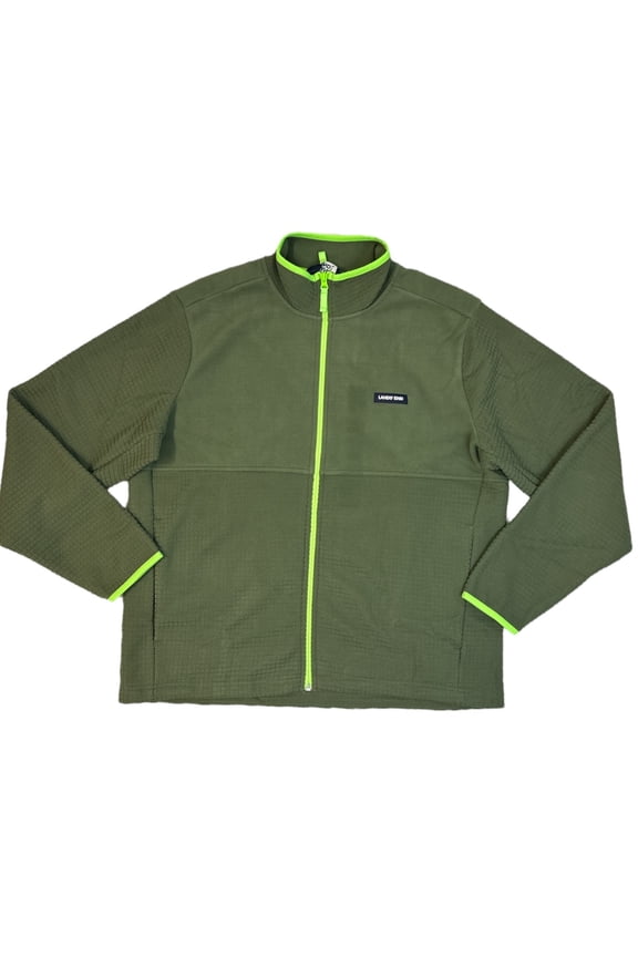 Land's End Men's Long Sleeve Full Zip Grid Fleece Jacket (Beetle, L)