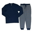 thumbnail image 1 of Land's End Men's Long Sleeve Henley & Pant 2-Piece Lounge Set (Navy Mountain Stripe, S), 1 of 3