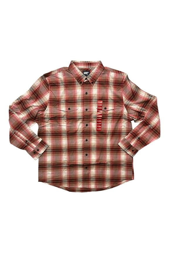Land's End Men's Traditional Fit Comfort First Long Sleeve Button Down Shirt (Red, XL)