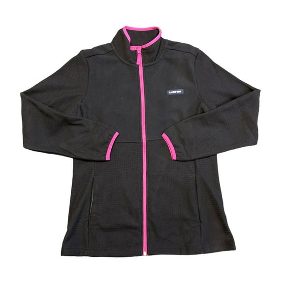 Land's End Women's Long Sleeve Full Zip Grid Fleece Jacket (Black/Verbena, S)