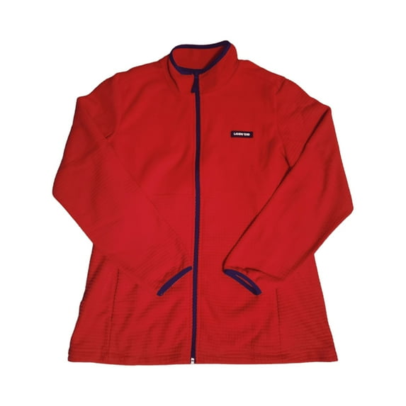 Land's End Women's Long Sleeve Full Zip Grid Fleece Jacket (Daylily Orange, L)