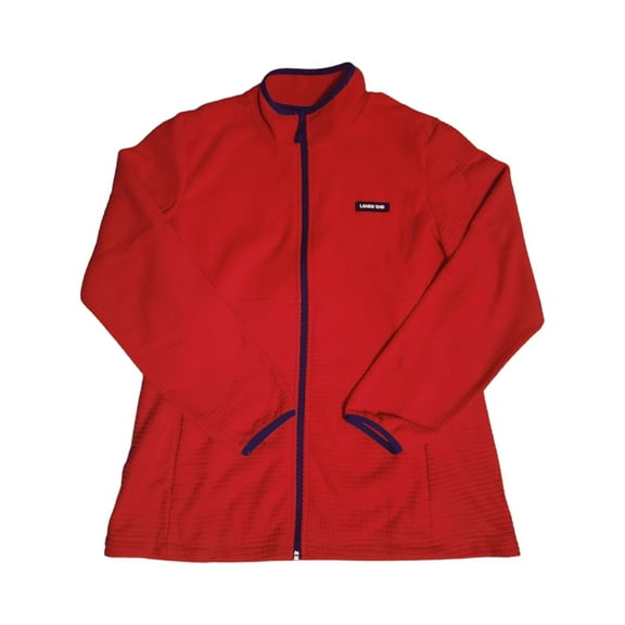 Land's End Women's Long Sleeve Full Zip Grid Fleece Jacket (Daylily Orange, XXL)