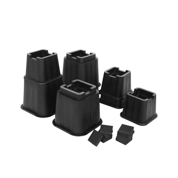 LandHope Adjustable Heavy Duty Furniture Risers Lift Heights 3,5 or 8 inch up to 5000 lbs Black