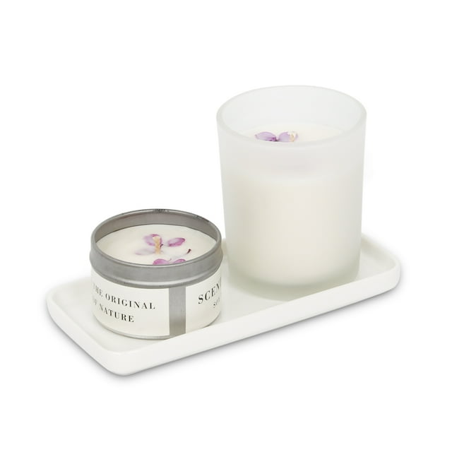 LandHope Ceramic Vanity Tray,Makeup Organizers Small White Rectangle