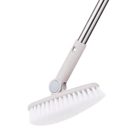 LandHope Floor Scrub Brush,35.4"Metal Handle&5.9"Wide Rotatable   Bathroom/Kitchen Tile Brush White