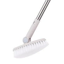 LandHope Floor Scrub Brush,35.4"Metal Handle&5.9"Wide Rotatable Bathroom/Kitchen Tile Brush White