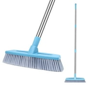 LandHope Floor Scrub Brush,51"Long Metal Handle & Soft-Bristled Push Broom for Indoor&Outdoor-Blue