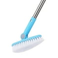 LandHope Floor Scrub Brush,Tile Grout Scrubber,Rotatable 35.4"Long Stainless steel Handle,Blue