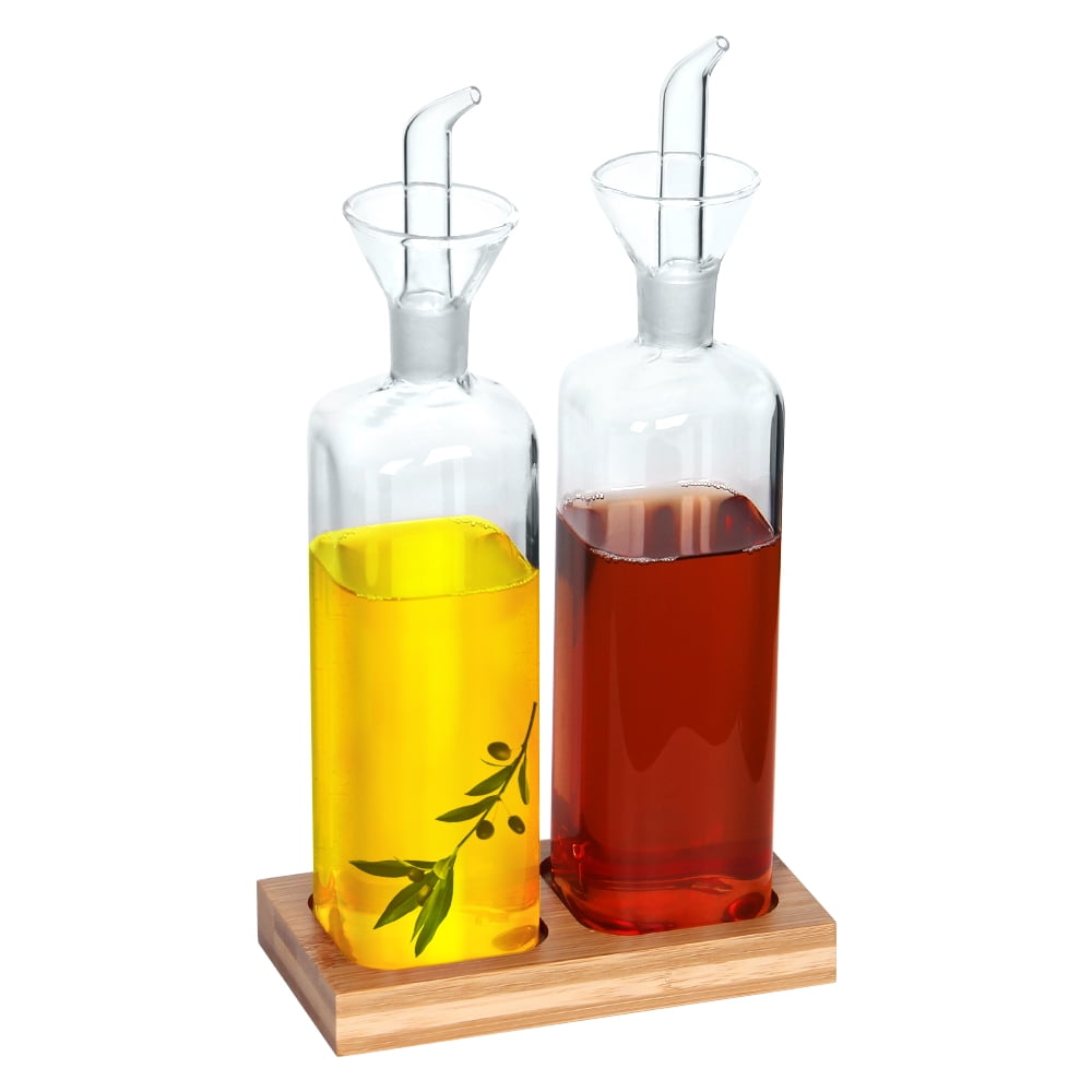 Olive Oil and Vinegar Dispenser Bottle Set - 2 Piece - Superior Glass –  Dwellza