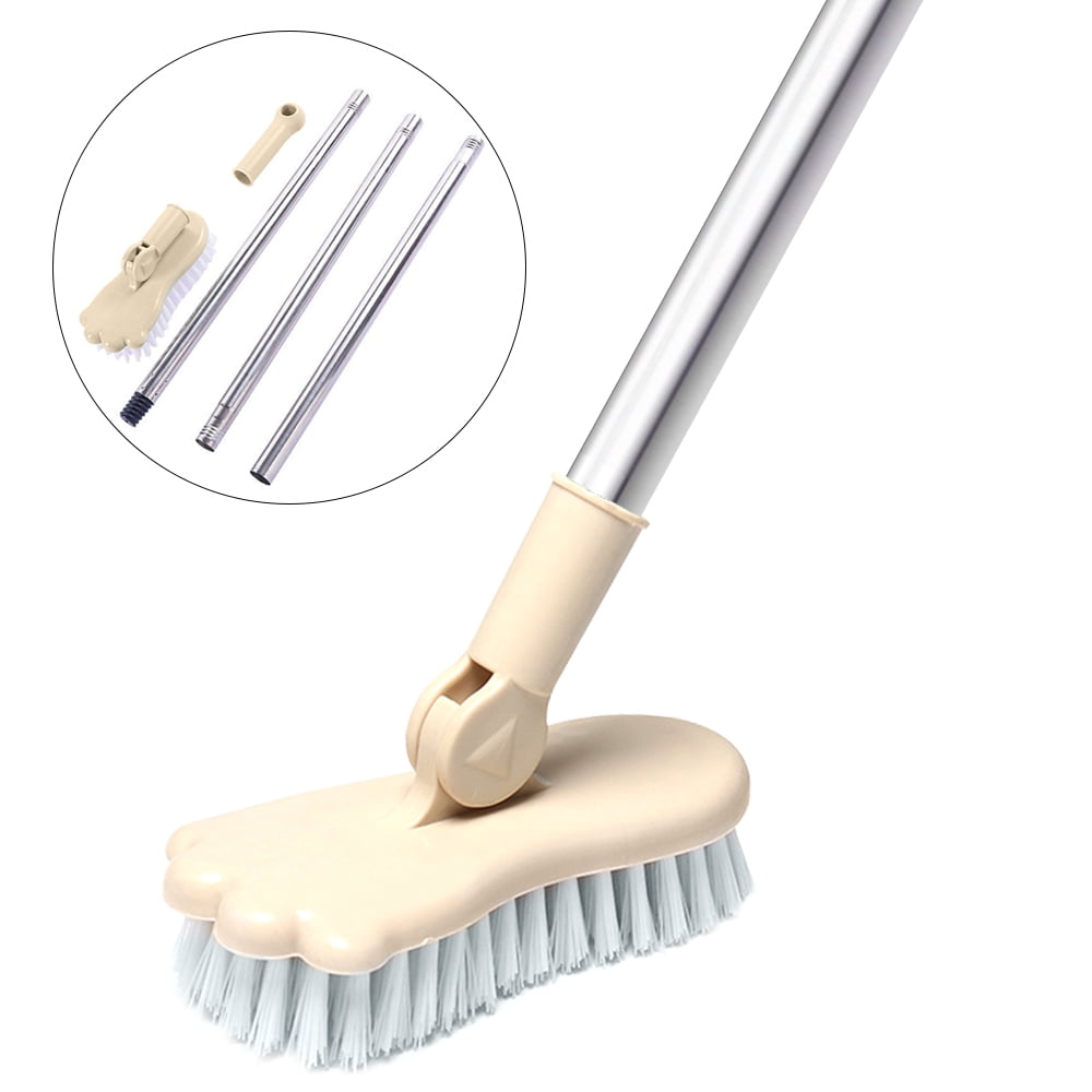 Eyliden Floor Scrub Brush, 2 in 1 Scrubber Brushes with Long Handle and  V-Shape Small Brush,Cleaning Tool,Brush with bristles for Bathroom,Kitchen