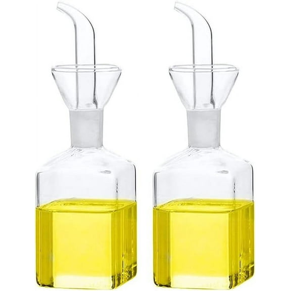 LandHope Olive Oil Bottle,Cooking Wine Cotainer Dressing Glass Oil Bottle for Kitchen 4.2oz,Set of 2