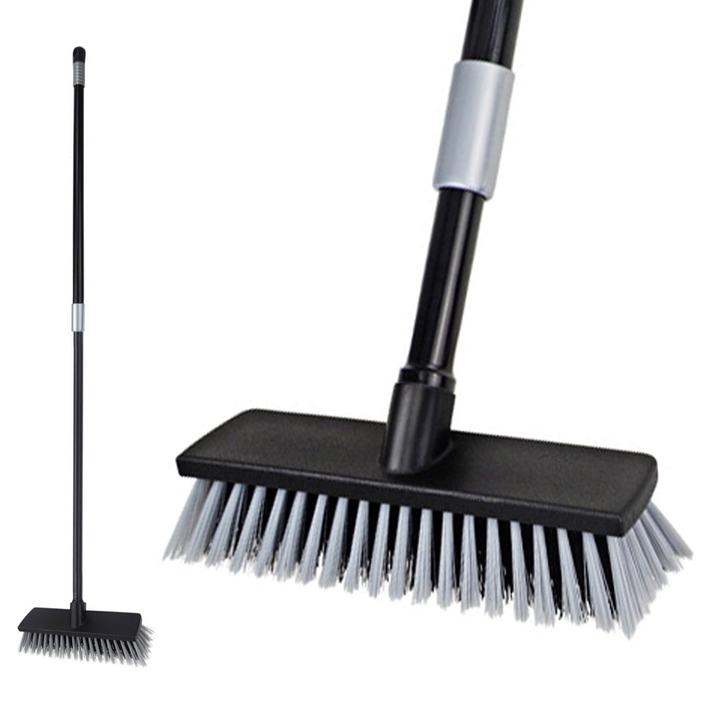 Push Broom with Long Handle, Floor Brush 47.6 inch Soft Bristle Broom 12.2  Wide for Cleaning Bathroom Kitchen Patio Garage Deck Tile Floor