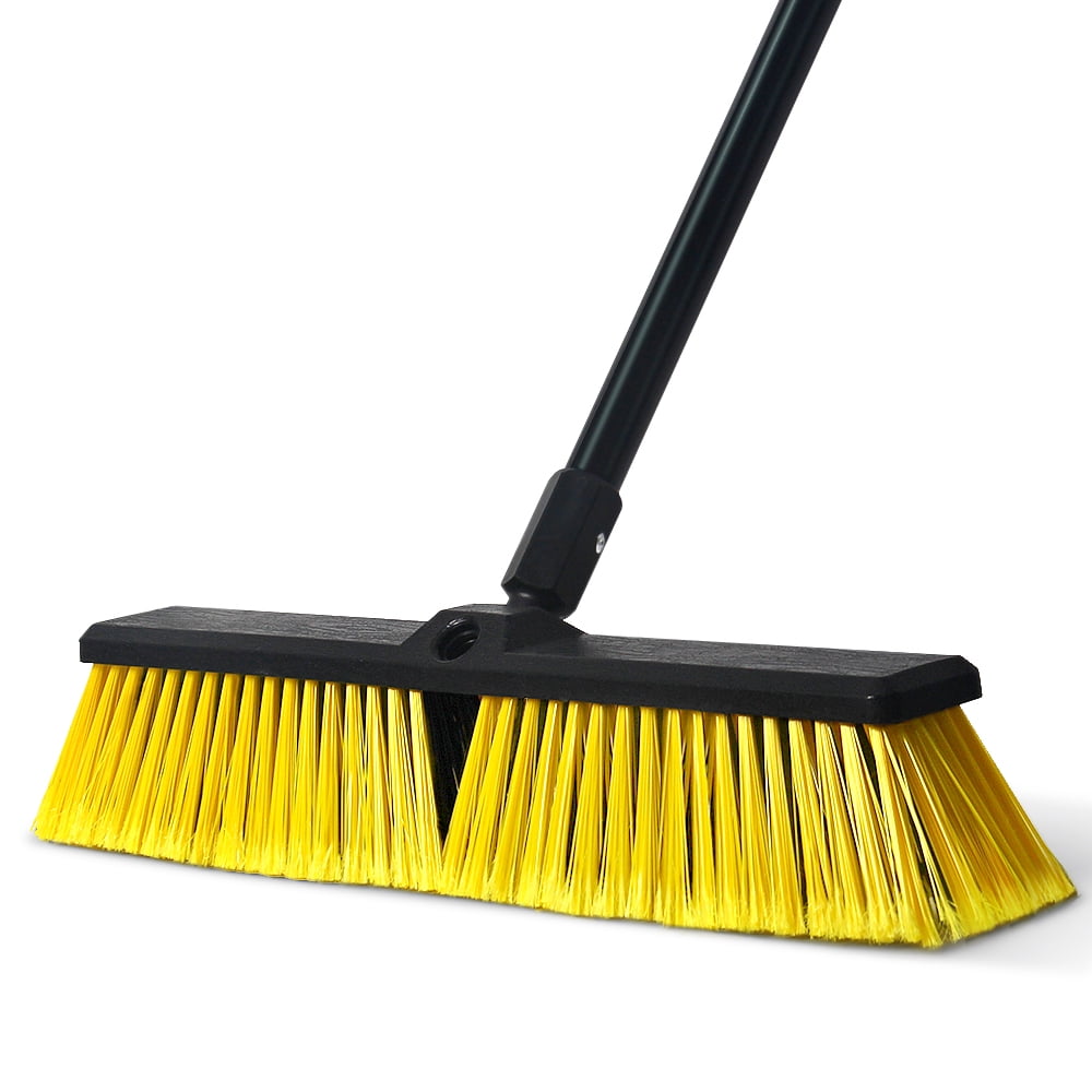 Yocada Push Broom Brush Stiff Bristles Broom Head Telescopic Heavy-Duty  Outdoor Commercial for Cleaning Bathroom