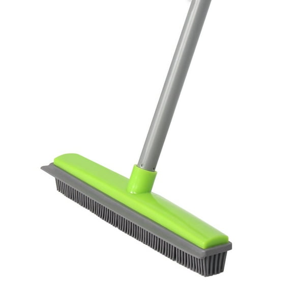 LandHope Rubber Broom Carpet Rake for Clean Indoor,60"Multi Segment Thickened Handle Rug Rake,Green