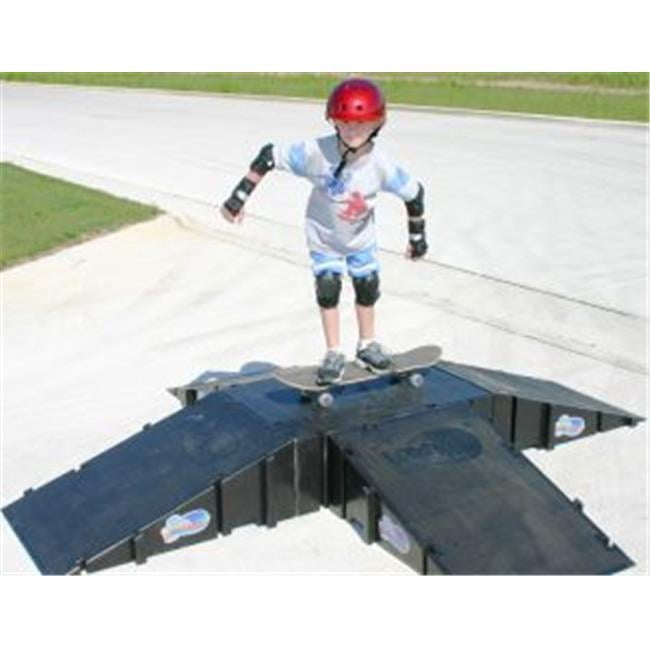 LandWave Durable Plastic Skateboard Ramp System, 4-Sided Pyramid