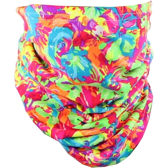 Landana Headscarves Cotton Face Mask Bandana Tube Scarf Made in America-Neon Flowers
