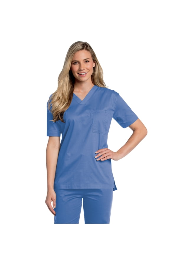All Day Unisex Mechanical Stretch One Pocket V-Neck Scrub Top, Style 4139