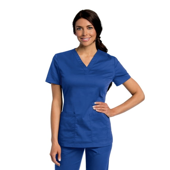 Landau All Day Women's Mechanical Stretch Two Pocket V-Neck Scrub Top, Style 4143