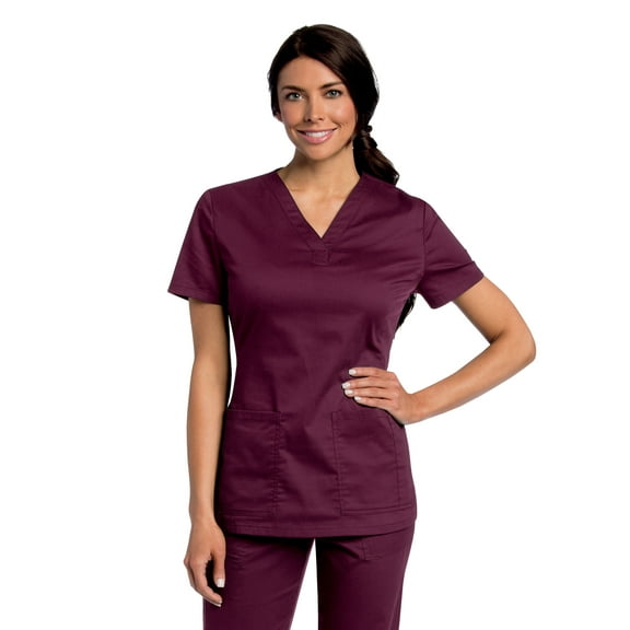 Landau All Day Women's Mechanical Stretch Two Pocket V-Neck Scrub Top, Style 4143