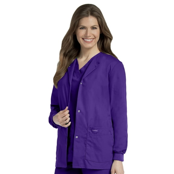 Landau Essentials Relaxed Fit 4-Pocket Snap-Front Scrub Jacket for Women 7525