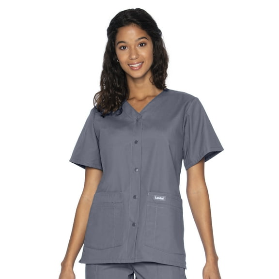 Landau Essentials Relaxed Fit 4-Pocket V-Neck Scrub Top for Women 8232