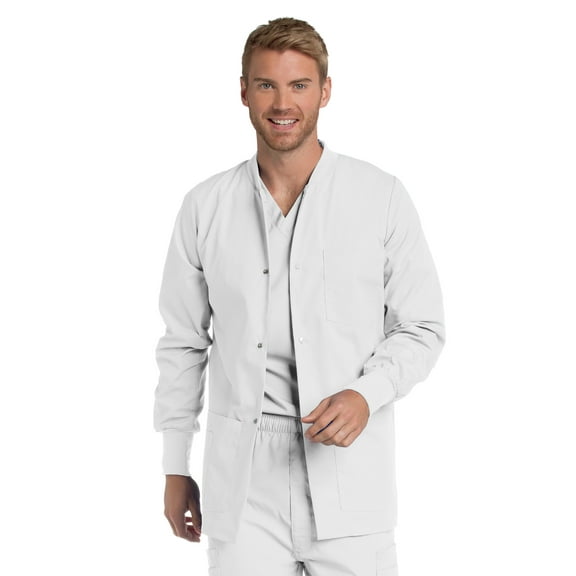 Landau Essentials Relaxed Fit 5-Pocket Snap-Front Scrub Jacket for Men 7551