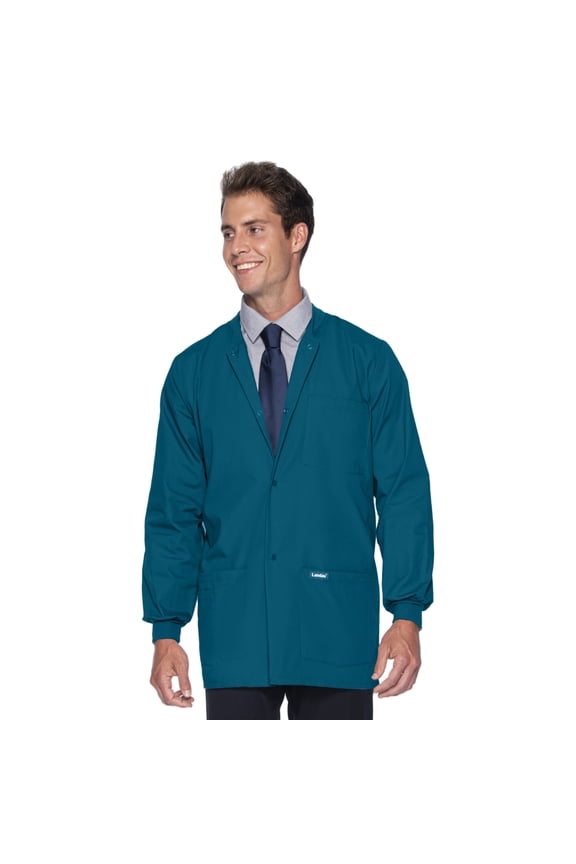 Essentials Relaxed Fit 5-Pocket Snap-Front Scrub Jacket for Men 7551
