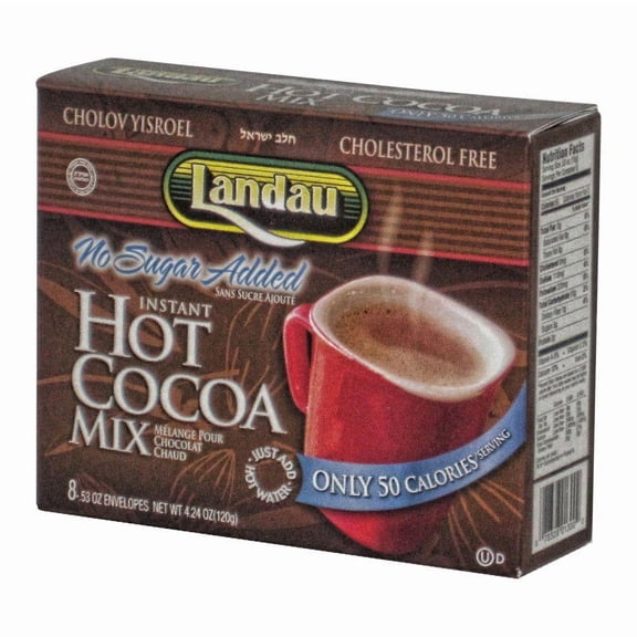 LANDAU Hot Chocolate Packets - Hot Cocoa Mix, No Sugar Added and Fat Free. Swiss Milk Chocolate Flavor Hot Coco - Best Hot Chocolate Mix - Kosher, Sugar Free. Instant Hot Cocoa - 8 Envelopes