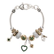 Landau May Birthstone Heart Charm Bracelet with Crystal Accents Silver Tone