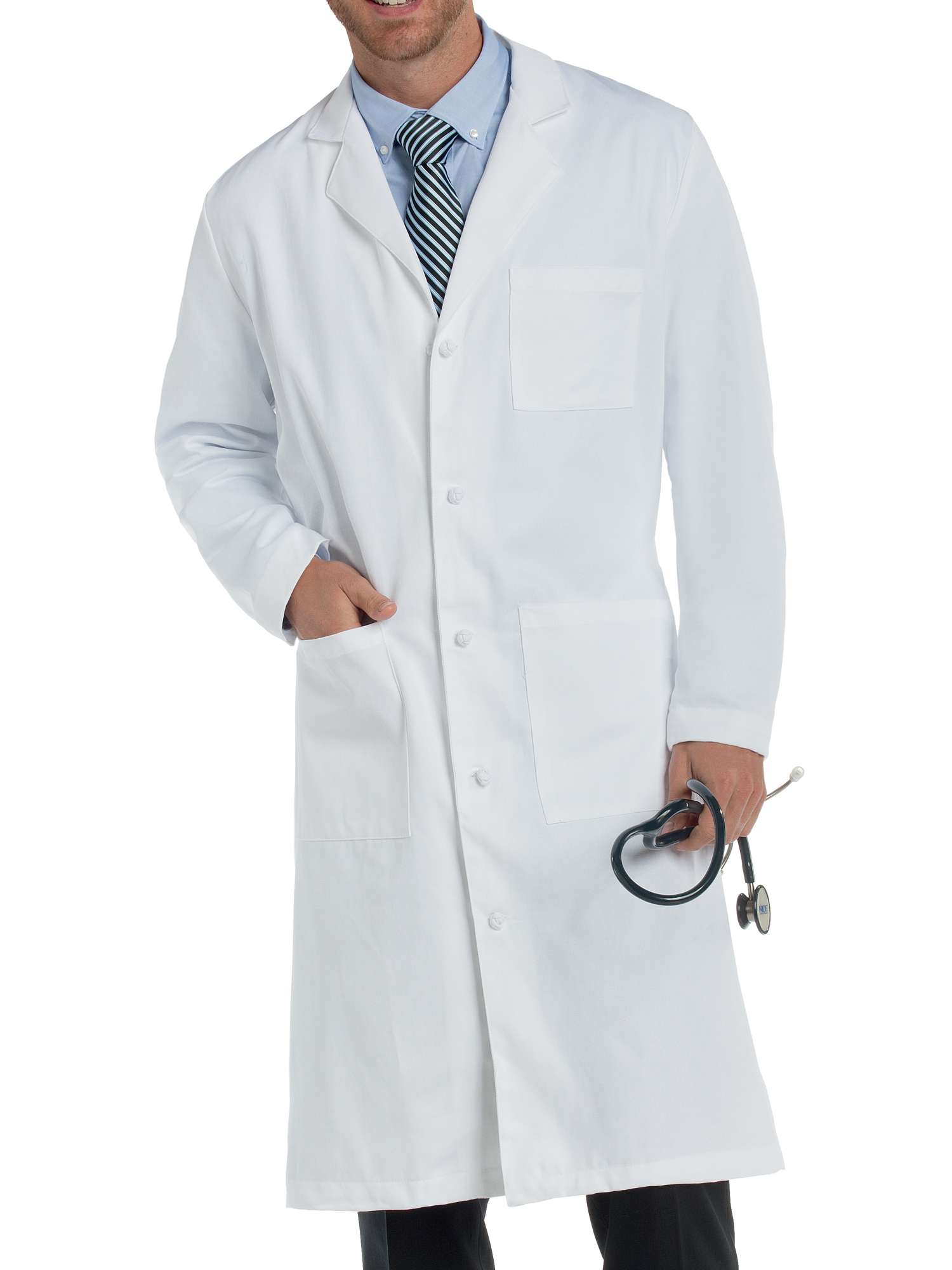Landau Men s Essential Lab Coats Classic Relaxed Fit Breathable 3 Pockets Button Full Length Lab Coat Scrub Style 3138 Walmart
