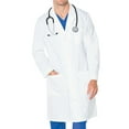 thumbnail image 1 of Landau Men's Essential Lab Coats Classic Relaxed Fit Breathable Fade Resistant 3 Pockets Button Full-Length Lab Coat Scrub, Style 3145, 1 of 4
