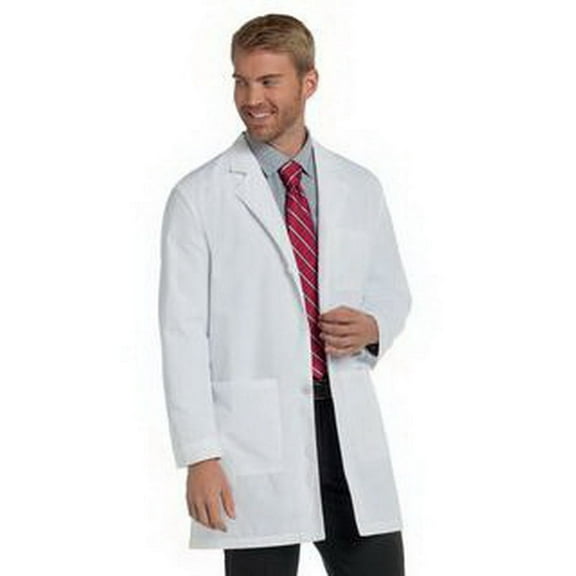 Landau Men's Essential Lab Coats Classic Relaxed Fit Breathable Fade Resistant 3 Pockets Button Mid-Length Lab Coat Scrub, Style 3148