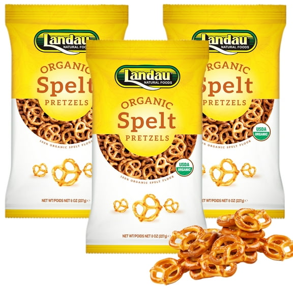 Landau Organic Spelt Pretzels Salted, 8 oz (Pack of 3)