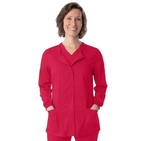 Landau ProFlex Tailored Fit 3-Pocket Snap-Front Scrub Jacket for Women 3038