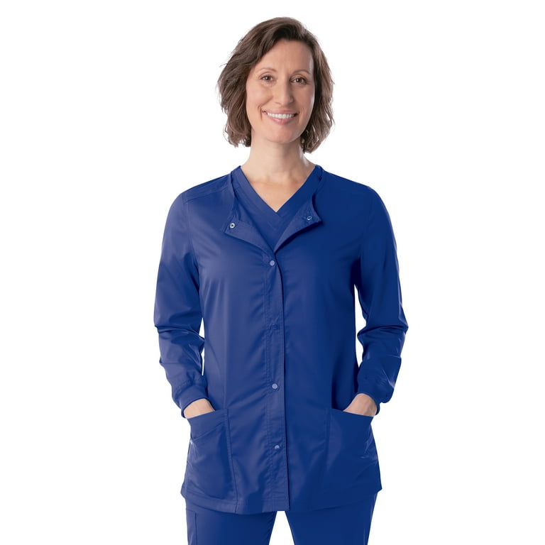 Landau ProFlex Tailored Fit 3 Pocket Snap Front Scrub Jacket for