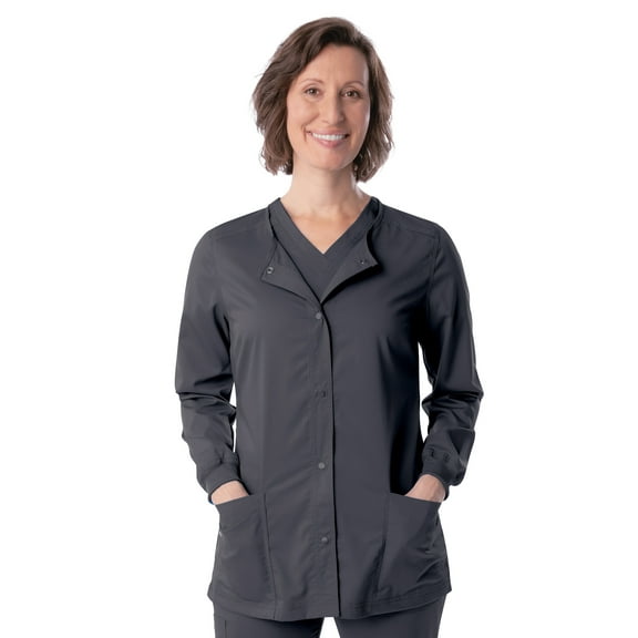 Landau ProFlex Tailored Fit 3-Pocket Snap-Front Scrub Jacket for Women 3038